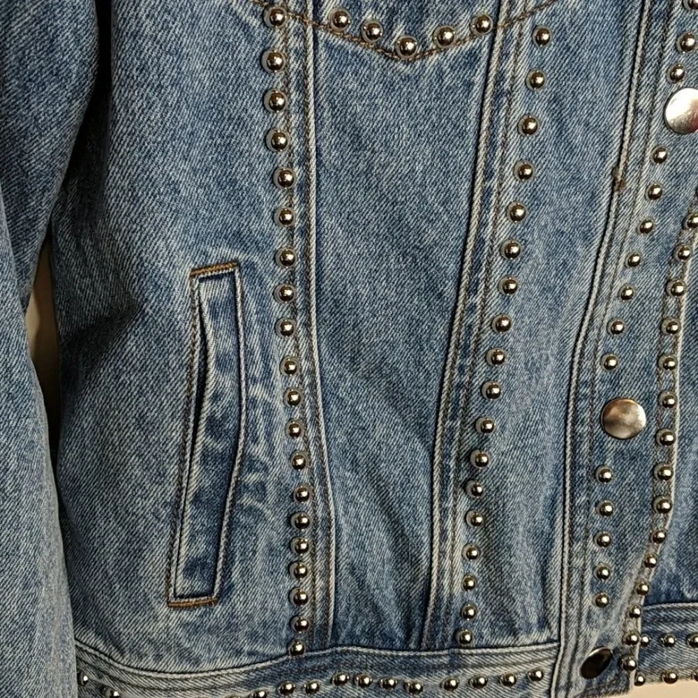 Denim silver studded jean jacket - Picture 6 of 9